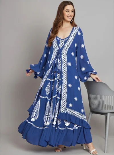 Alaya Hand Embroidered Chikankari Modal Kaftan-AL3605